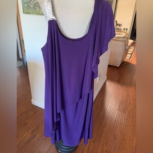Embellished One-Shoulder Purple Dress